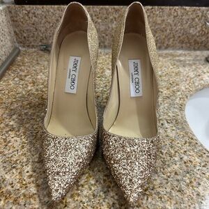Jimmy Choo Sparkling Gold Heels